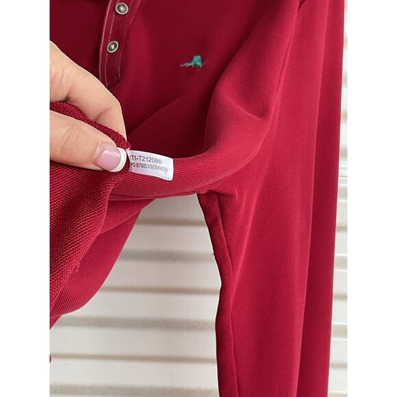 Tommy Bahama Shirt Mens X-Large Polo Supima Cotton Red Long Sleeve - Picture 4 of 6